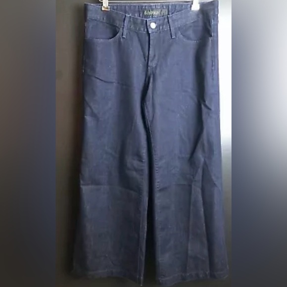 GOLDSIGN Orchid Wide Leg Jeans Designer Denim Dark Blue Wash Silver Flecks Flare - Picture 2 of 9